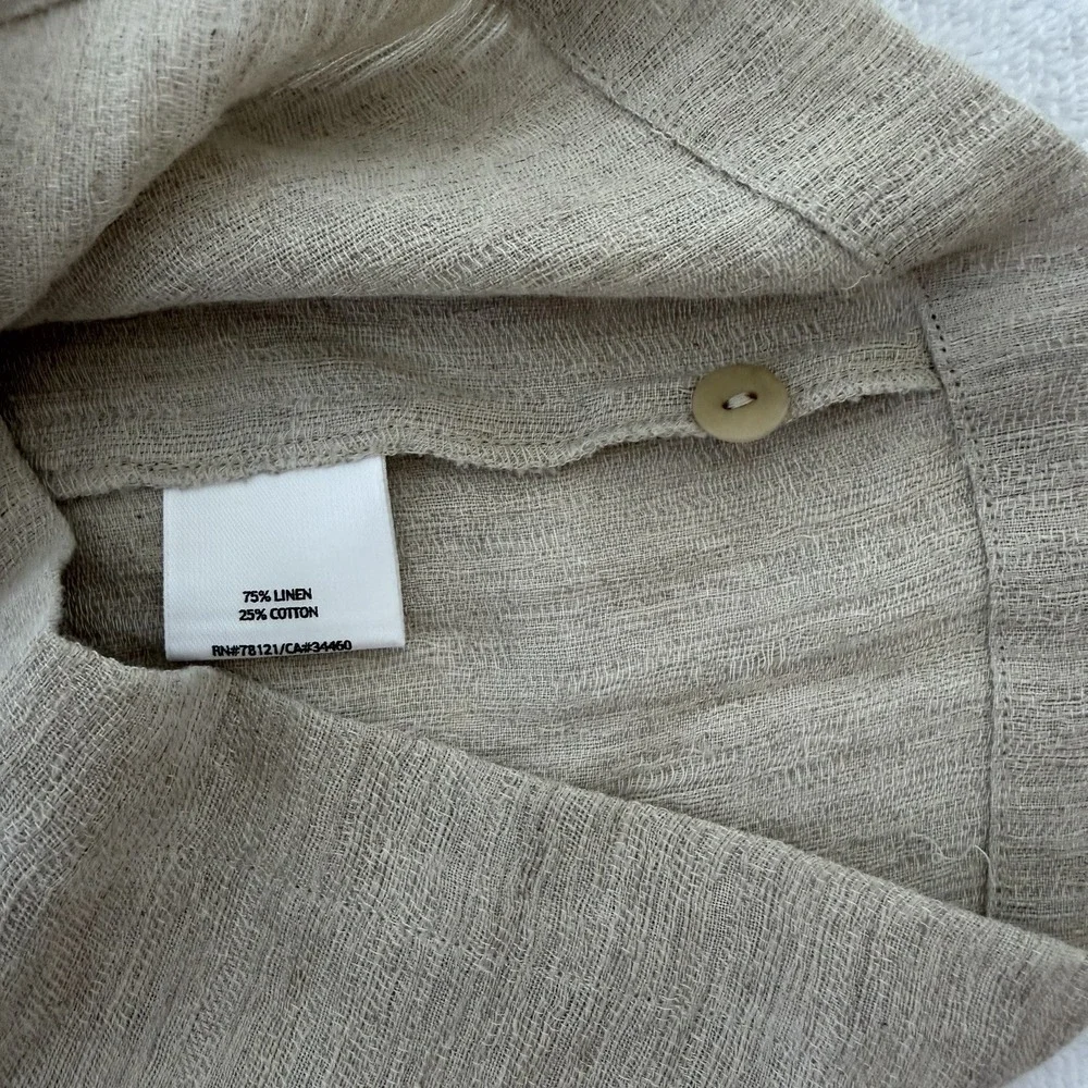 Eileen Fisher Linen Cotton Pants Large Beige Cream Coastal Lagenlook Beach